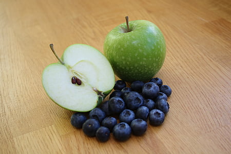 Jabłko, Blueberry, zdrowie, świeży, jedzenie, owoce, słodkie