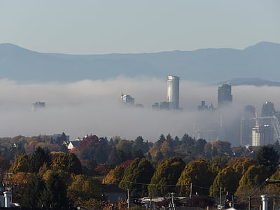Ванкувер, Центр міста, місто, туман, горизонт, Міські, міський пейзаж