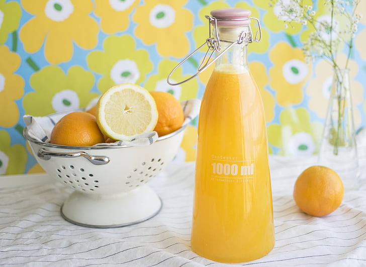 juice, mat, drikke, oransje, appelsinjuice, sunn, frukt