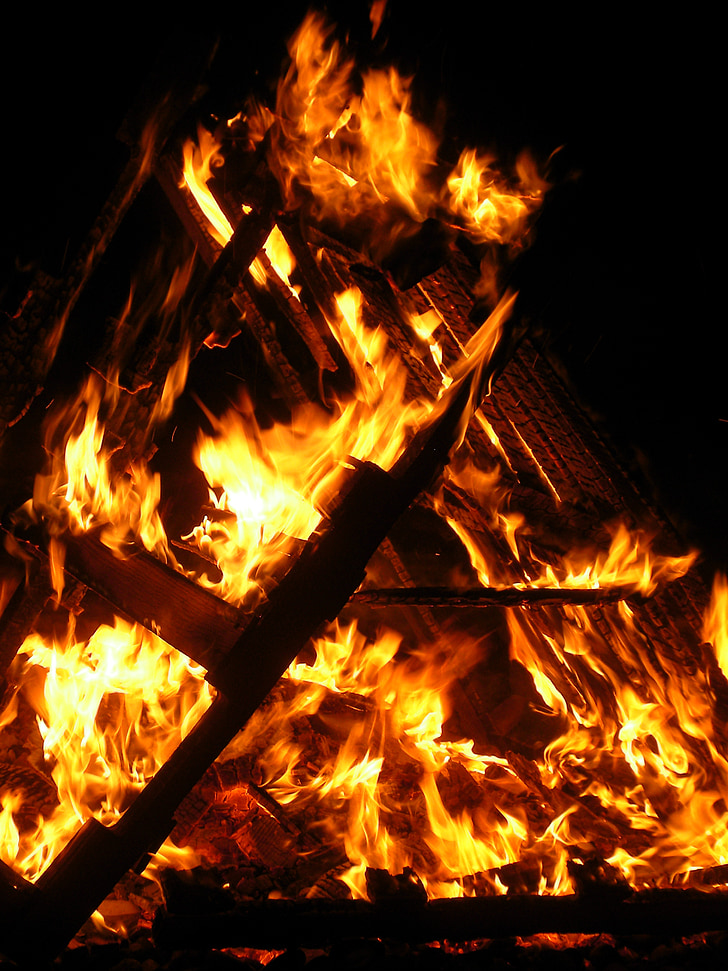 Bonfire, oheň, plamen, vypálit, horká, teplo, ohniště