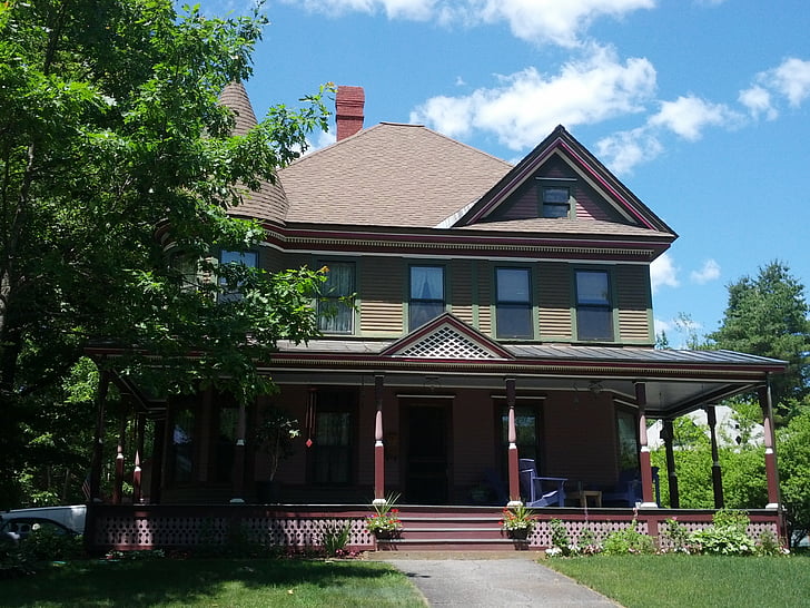 hus, Vermont, Amerika, bygning, victorianske, historiske