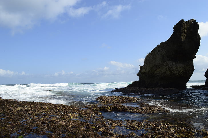 Playa, naturaleza, Java, mar, roca, ondas, Costa