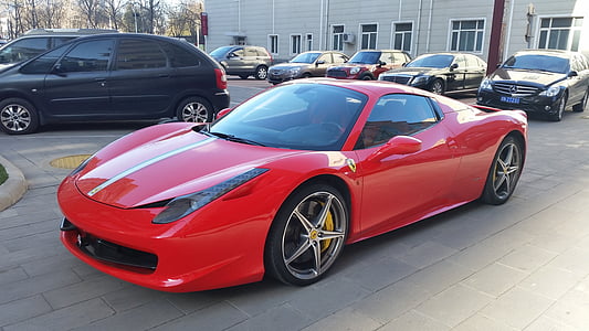 Ferrari, samochód, luksusowy samochód, samochód sportowy, czerwonym ferrari