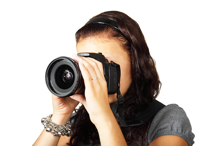 kamero, digitalni, DSLR, ženski, objektiv, fotograf, ženska