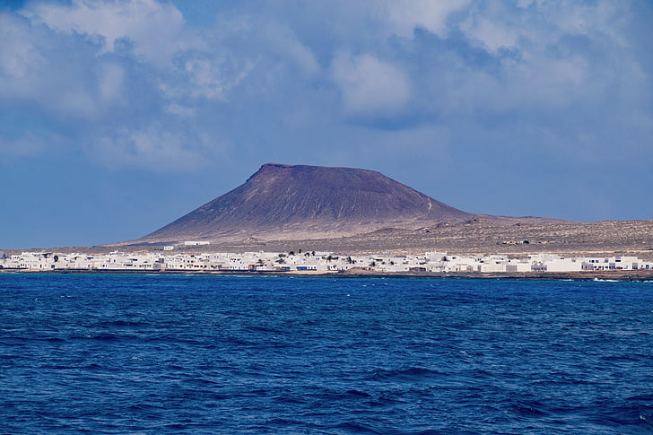 Caleta del sebo, La graciosa, Kanarieöarna, vulkan, Spanien, Afrika, havet