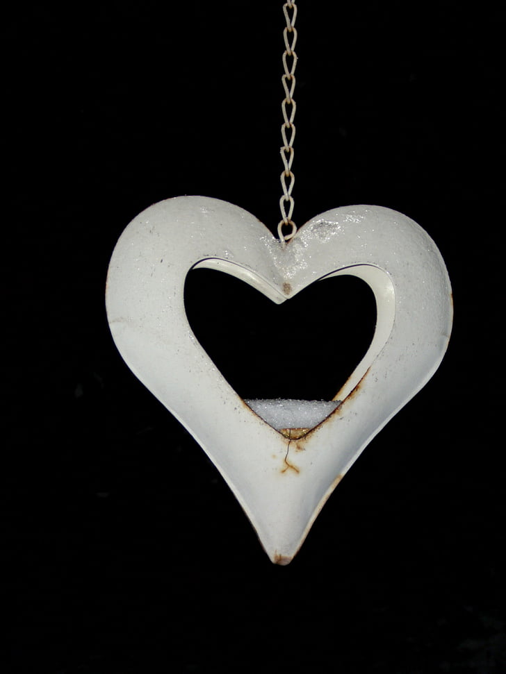inima, alb, in forma de inima, Ornament, decor, metal