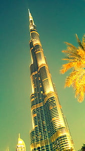 迪拜塔, 迪拜, 最高的建筑, 摩天大楼, 建筑, 塔, 城市场景