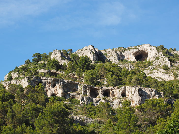 alueella, Karst, Rock, Ranska, Provence, Fontaine-de-vaucluse, Rock seinä