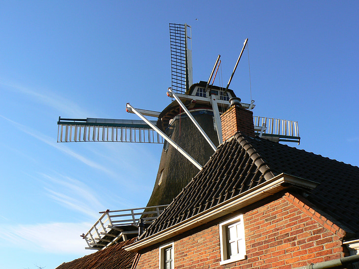 nederlandsk, vindmølle, Sky, Mill, Holland, blå