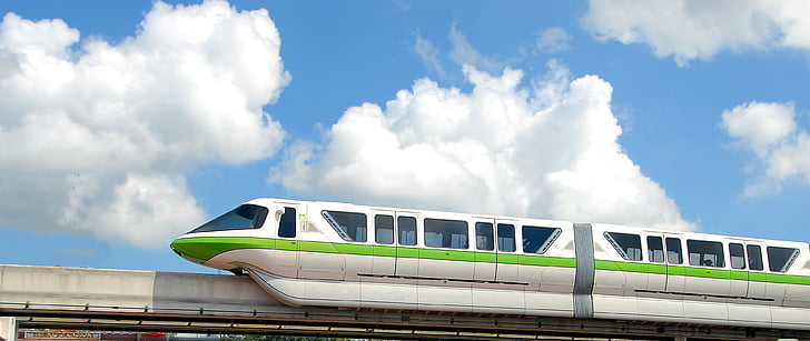 mono rautatie, juna, raitiovaunu, kuljetus, Monorail, seurata, Motion