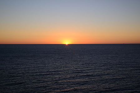 Sunrise, bezoblačnej, Ocean, Orange, Dawn, Sky, modrá