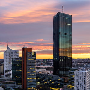 skyskrapor, Wien, torget, staden, arkitektur, Österrike, Urban