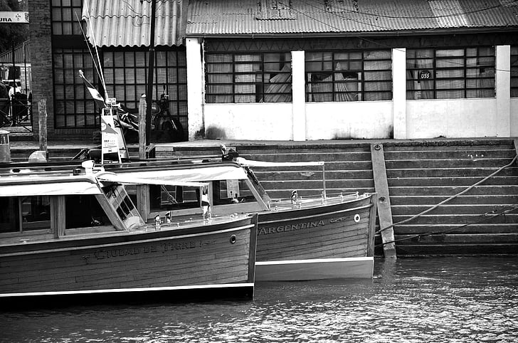 tour boats, tiger, argentina, black And White, nautical Vessel, monochrome, old-fashioned