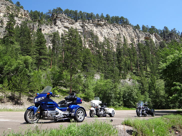 montanha, motos, céu azul, natureza, Dakota do Sul, equitação, passeios de moto
