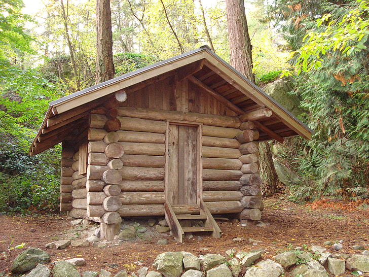 lodge in foresta, Canada, Vancouver, foresta, Britsh columbia, legno - materiale, natura