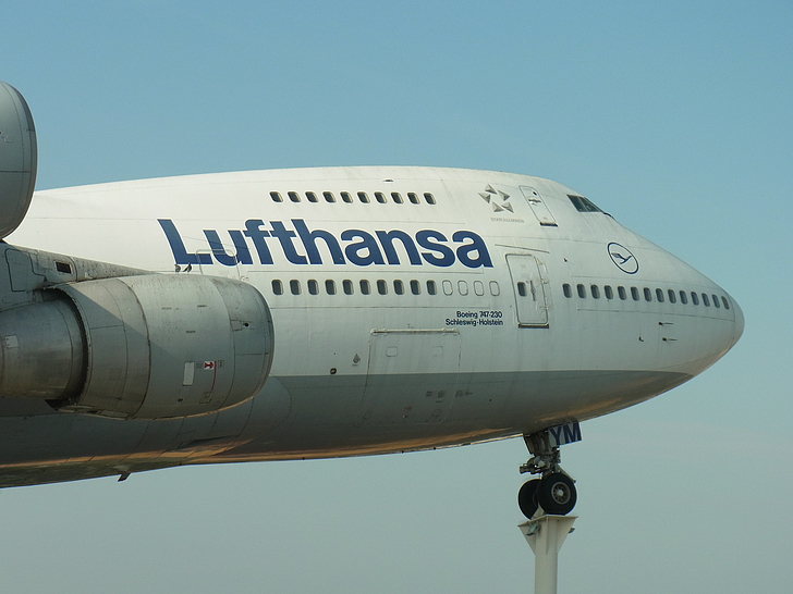 Lufthansa, gaisa kuģu, aviācijas, Boeing, ceļojumi, airliner, muša