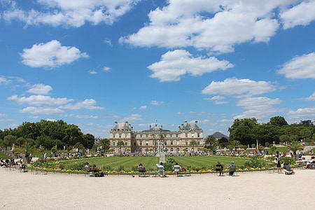 Istana Luksemburg, Castle, Paris, hari, PM, awan, Taman
