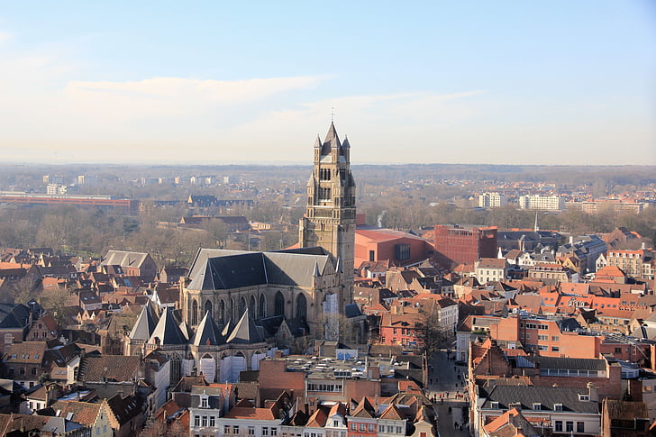 Bruges, Belgija, krajolik, Prikaz, Spomenici, palača, kuće
