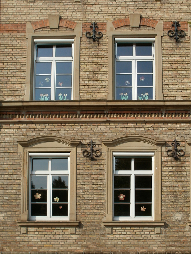 Windows, фасад, goetheschule, kirrlach, Будівля, Архітектура, екстер'єр