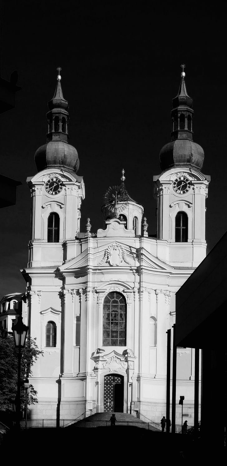 kerk, zwart, wit, Art nouveau, barok, Katholieke