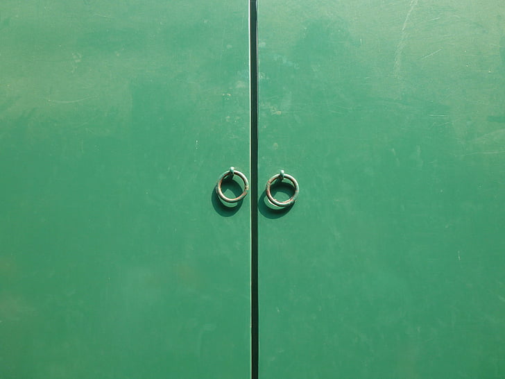 de deur, groen, deur knocker