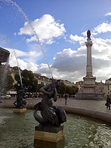 Lisboa, fontene, byen, steder av interesse, skulptur, figur, sentrum