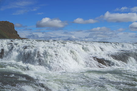 gullfoss, 冰岛, 级联, 自然, 水, 景观, 瀑布