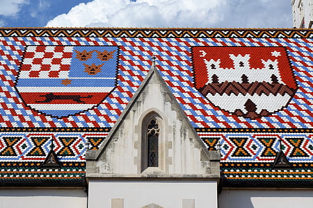 Église, toit, Zagreb, historique, monument, architecture, célèbre place