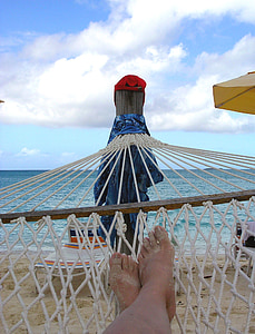 beach, hammock, toes, sand, sea, relax, ocean