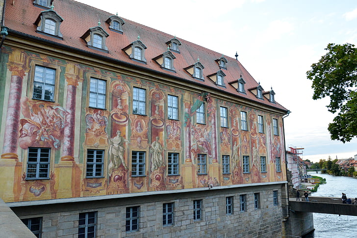 Bamberg, radnica, Most, Regnitz, budova, Arch, Architektúra