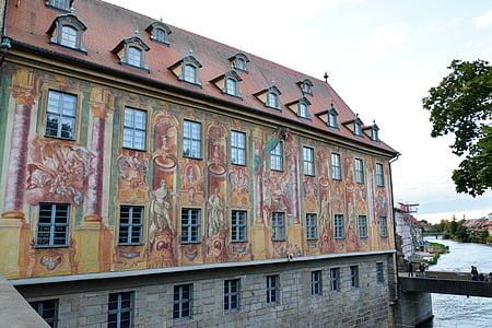 Bamberg, Hôtel de ville, pont, Regnitz, bâtiment, Arch, architecture