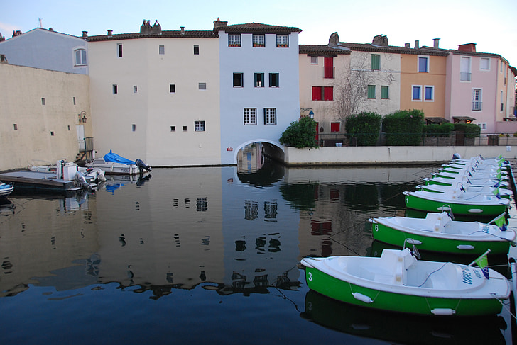 sea, houses, color, reflections, water, boats, grimaud