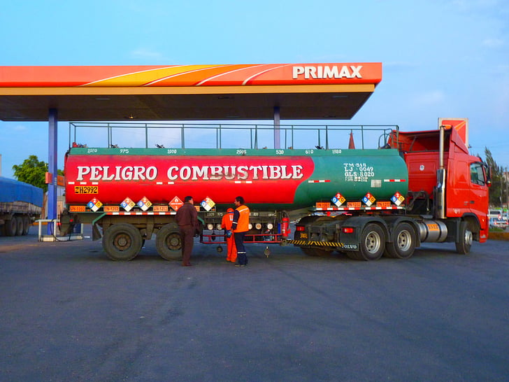 benzinestations, vrachtwagen, voertuig, tank wagon, tanken, gas, benzine