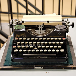 máy đánh chữ, cũ, trong lịch sử, để lại, phím, khai thác, bảo tàng