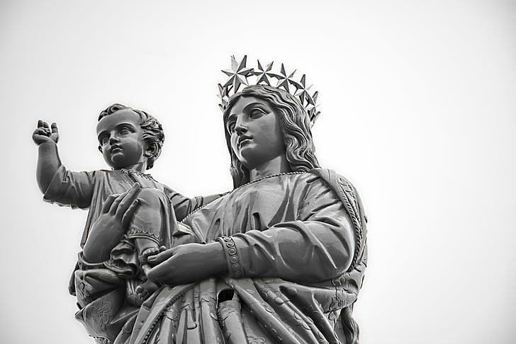 Statue, Jungfrau, Puy in velay, Frankreich, Statue der Madonna mit Kind, Kunstwerk, religiöse