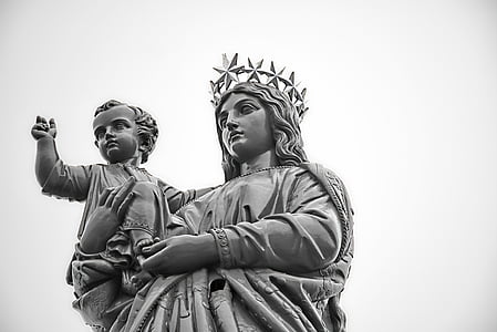 statue, Jomfru, Puy i velay, Frankrig, Jomfru og barn statue, kunstværk, religiøse