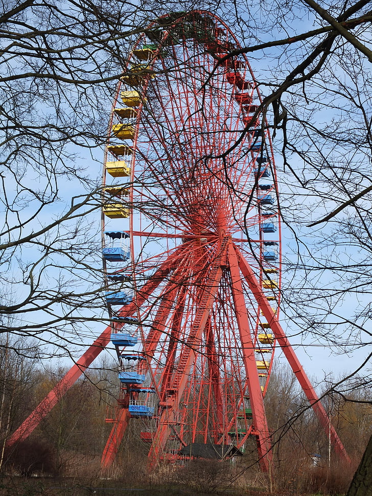 Ferris wheel, vecais, Berlīne, plänterwald, jautrība river park, atvaļinājums, kajīte