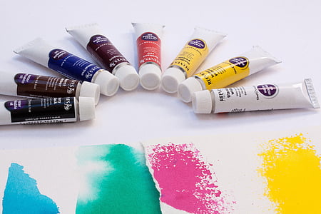 pintures d'oli, color, soluble en aigua, tubs, colors, blanc, groc