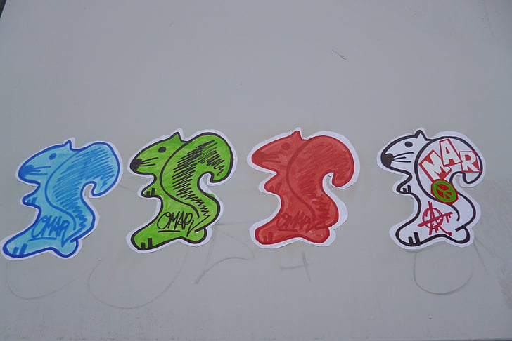 graffiti, strada artei, arta, perete, veveriţă, colorat