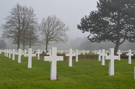 begraafplaats, Amerikaanse begraafplaats, landing, d dag, herdenking, Kruis, Normandië