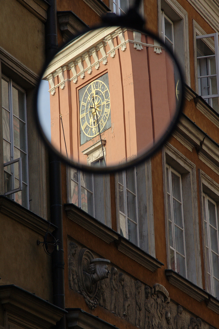 Polen, Warschau, oude stad, spiegel, reflectie