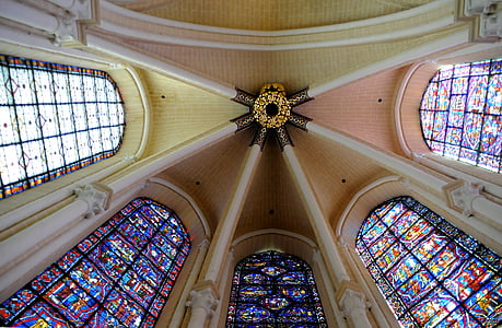 Chartres, székesegyház, kápolna, építészet, mennyezeti, Franciaország