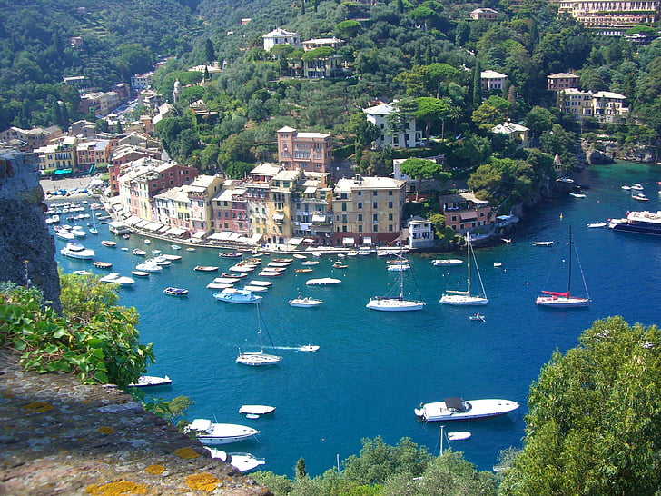 Porto fino, Itálie, Bay, svátek, přístav, lodě, lodě