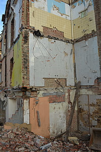 demolácia, dom, zničenie, steny