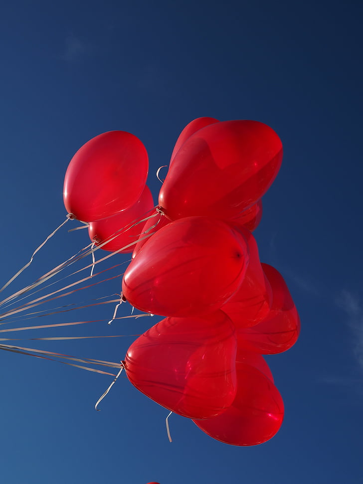Luftballons, Herz, Liebe, Romantik, romantische, Beziehung, rot