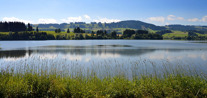 mountain panorama, mountains, bergsee, allgäu, rottachsee, reservoir, lakeside
