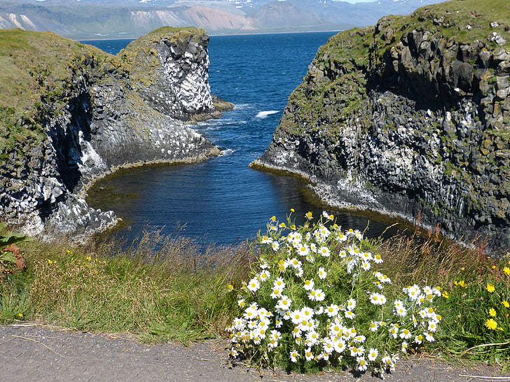 Izland, tengerpart, Atlanti-óceán, tenger, szikla, óceán, természet