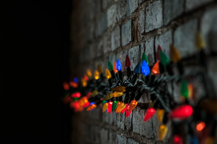 dark, wall, colorful, lights, wire, architecture, multi colored