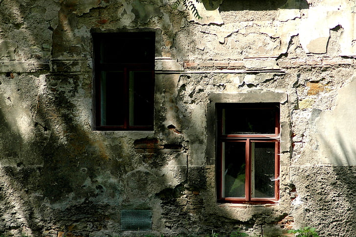stary dom, okno, cień, ściana, stary, Architektura, Dom