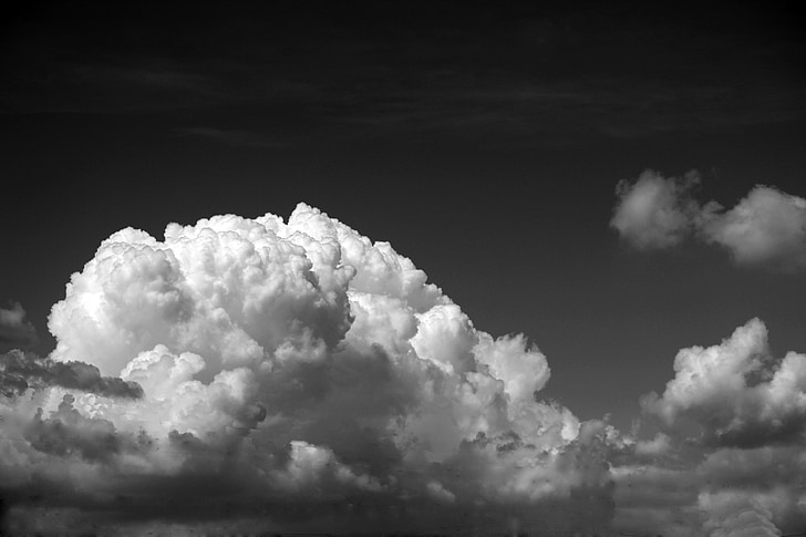 núvols, núvols de disquets, cel ennuvolat, cel blanc negre, natura, cel, ennuvolat